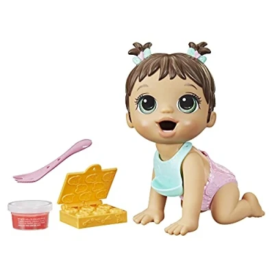 Imagen de Baby Alive Lil Snacks Muñeca Eats and Poops con temática de aperitivos 20,3 cm, molde bocadillos, juguete para niños a partir 3 años, pelo castaño