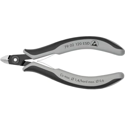Imagen de Knipex Alicates de precisión corte diagonal para electrónica ESD bruñido, con fundas multicomponentes 120 mm 79 02