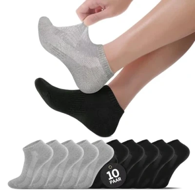 Imagen de Momoshe Calcetines Hombre Negros Tobilleros 10 Pares Cortos Running Mujer Gris 43 46
