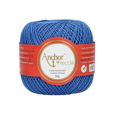Imagen de Anchor Freccia 4771012 00142 Ovillo de lana para crochet, 100% algodón, color azul