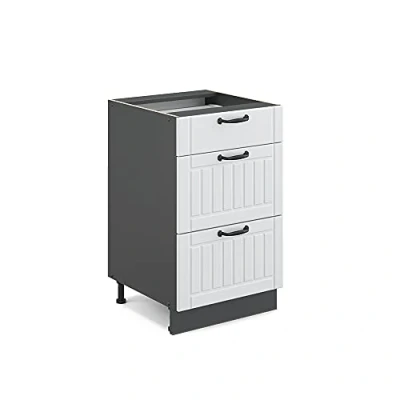 Imagen de Vicco Mueble bajo de Cocina Fame Line, Blanco casa Campo/Antracita, 50 cm sin encimera