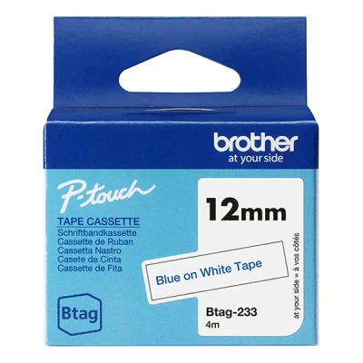 Imagen de Brother BTAG233 Cinta azul sobre blanco, Ancho 12 mm
