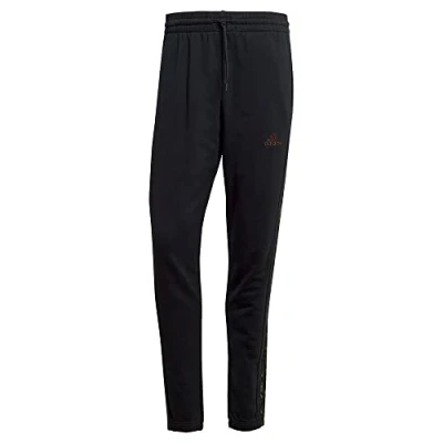 Imagen de adidas Essentials French Terry Tapered Elastic Cuff 3 stripes Joggers Pantalones Deportivos, Black/Olive Strata, S Hombre