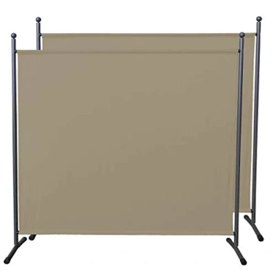 Imagen de QUICK STAR 2 Piezas Paravent 180 x 178 cm Tela Separador de ambientes partición jardín Grande Biombo tabique balcón privacidad Beige