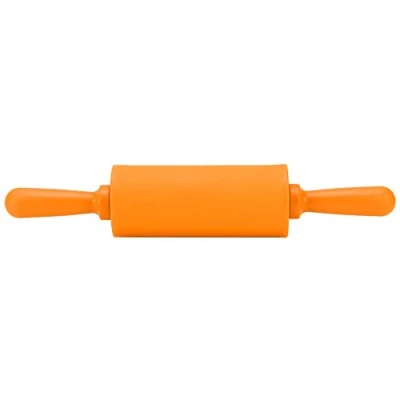 Imagen de Fdit Rodillos Antiadherentes de Pasta Rodillo Silicón para Hornada y Masa Rodante con Manija Madera Torta Casera Niños Cocina 9 Pulgadas(Naranja)