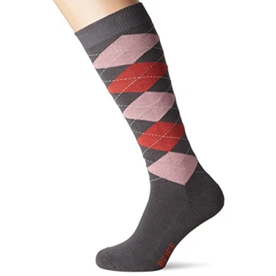 Imagen de PFIFF 100322 Calcetín de equitación unisex, diseño a cuadros, talla 37, color gris, rosa y rojo