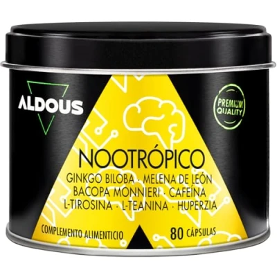 Imagen de Nootrópico Potente Natural 80 Cápsulas de 800 mg Memoria, Concentración, Energía Ginkgo Biloba, Melena Leon, Cafeina, Bacopa Monnieri, Tirosina, Teanina, Huperzia Fabricado en España