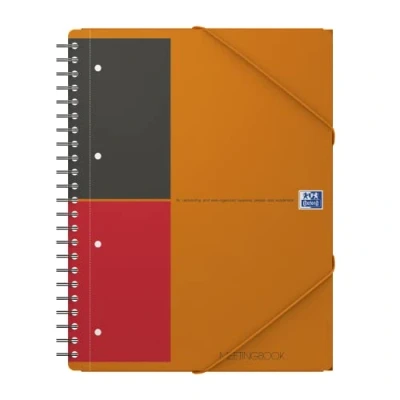 Imagen de Oxford International Meeting Book N01702P Cuaderno de espiral doble (con cierre elástico, 5 unidades, con rayas, 80 hojas, A4, margen doble)