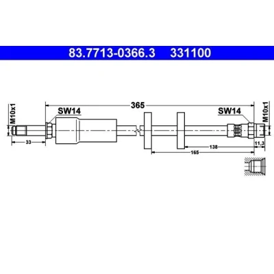 Imagen de ATE 83.7713 0366.3 Latiguillos de Freno 423 M10x1 VOLVO: XC90 I