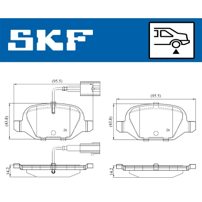 Imagen de SKF VKBP 90391 E Juego de pastillas freno con contacto avisador desgaste