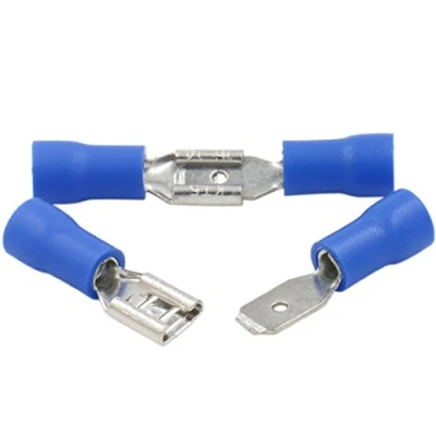 Imagen de Heschen Macho/Hembra desconexiones rápidas con aislamiento de vinilo, FDD+MDD2 187, 4,8 x 0,5 mm, terminal cable para 1,5 2,5 mm² (16 14 AWG), azul, 100 unidades