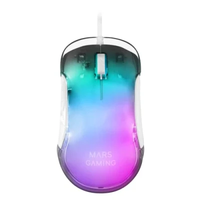 Imagen de Mars Gaming MMGLOWW, Ratón RGB Chroma Glow, Acabado Espejo, Ultraligero, 12800 DPI, Blanco