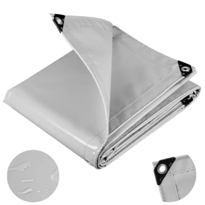 Imagen de WOLTU Lona Impermeable de Protección, Duradera con Ojales para Muebles, Jardín, Piscina, Coche PVC GrisClaro 3X4M 500 g/m2