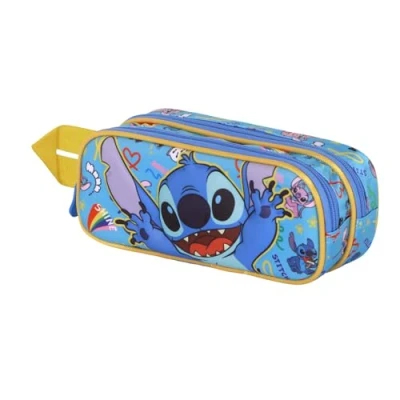 Imagen de Disney Lilo y Stitch Hello Estuche Portatodo 3D Doble, Azul, 22 x 9,5 cm