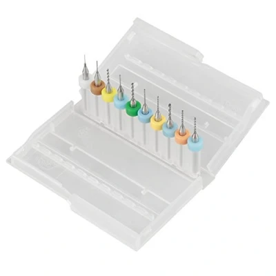 Imagen de 10 unids 0.3 1.2mm PCB circuito impreso carburo de tungsteno Micro Brocas Mini Twist Drill Bits Set Metalurgia grabado para joyería CNC