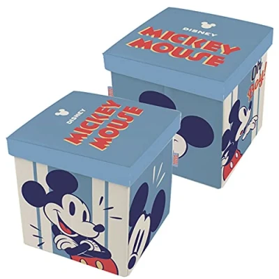 Imagen de ARDITEX WD14433 Asiento Guardatodo Textil Plegable de 30x30x30cm Disney Mickey