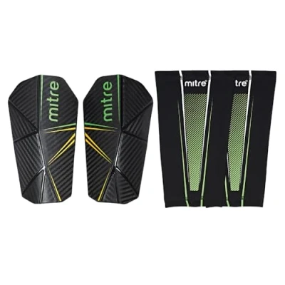 Imagen de Mitre Soccer Shin Guards Espinilleras, Unisex Adulto, Delta Pro Negro/Verde/Amarillo, M