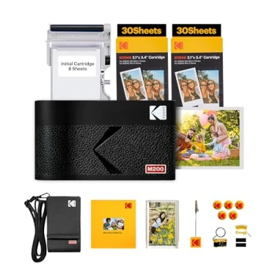Imagen de KODAK Mini 2 ERA 4PASS Impresora de Fotos Portátil (5,3x8,6cm) (Impresora + Pack Regalo con 68 Hojas (8 Iniciales 60 Hojas), Negro)