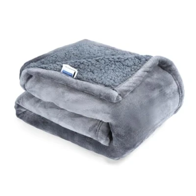 Imagen de Nobleza Manta Impermeable Perro, M 100 x 75cm Suave y Esponjosa Mascota, Lavable de Felpa a Prueba Fugas para Sofá Cama, Reversible, Gris