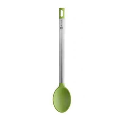 Imagen de BRA Prior Cuchara de Cocina Apta para el Contacto con los Alimentos, Acero Inoxidable 18/10 y Silicona, Verde/Plata, 35 x 6.5 3.5 cm