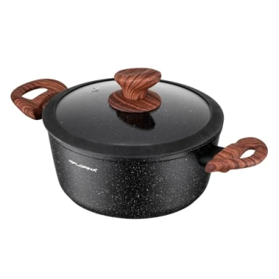 Imagen de FLORINA MASTER BLACK Cacerola de aluminio 28 cm 6,5L Revestimiento antiadherente Para todo tipo placas, incluida inducción Asas ergonómicas soft touch