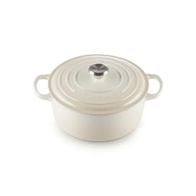 Imagen de Le Creuset Evolution Cocotte de hierro fundido con tapa, Redonda, Pomo acero inoxidable, ⌀ 26 cm, 5,3 L, Beige Merengue,21177267164430