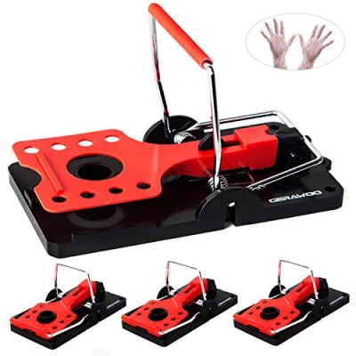 Imagen de Trampas para Ratas Grandes, 4 Pcs Reutilizable Cepos Ratas, Matarratas Potente Alta Sensibilidad, Ratones Interiores y Awroutdoor (Rojo)
