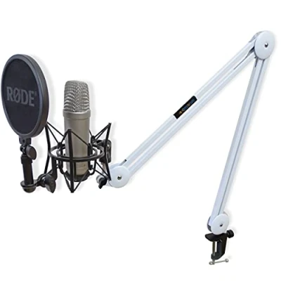 Imagen de Rode NT2 A Juego de micrófono condensador y trípode mesa keepdrum MS138, color blanco