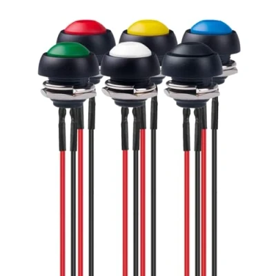 Imagen de Gebildet 6pcs 12mm Pre Cableado Impermeable Pulsador Momentaneo SPST ON/Off 3A/250VAC,Provisional Redondo Mini Botón para Trompeta de Coche,Timbre Casa