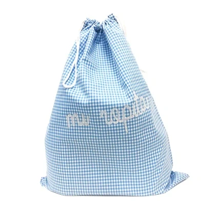 Imagen de Haberdashery Online Bolsa Reutilizable de Tela &#039;Mi Ropita&#039;, Ideal para Colegio y Guardería, Ecológica Lavable, Cierre con Cuerda Fácil Abrir Niños, Compacta, Celeste, 36x44cm, Algodón