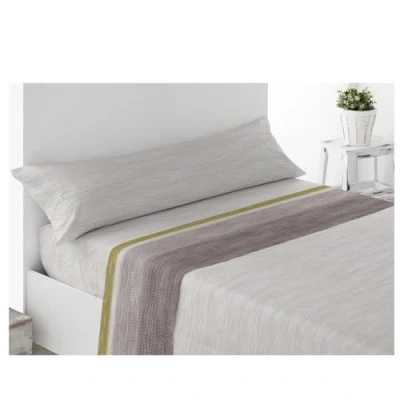Imagen de Acomoda Textil Juego Sábanas Microfibra Cama Individual y Matrimonio, Bajera Ajustable, Encimera Funda Almohada. Estampadas Cómodas Suave para Verano Invierno. Alfaro Beige, 105 cm