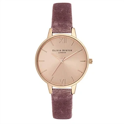 Imagen de Olivia Burton Reloj Analógico de Cuarzo para Mujer con Correa Terciopelo Rosa OB16DE03