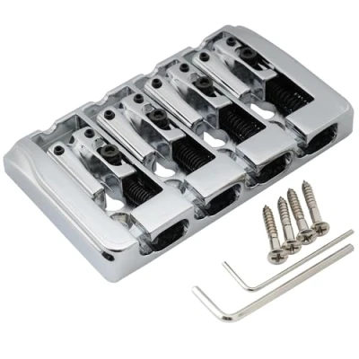 Imagen de Musiclily Pro 19mm Locking Selletas Zinc Duro Puente Bajo 4 Cuerdas, Cromado