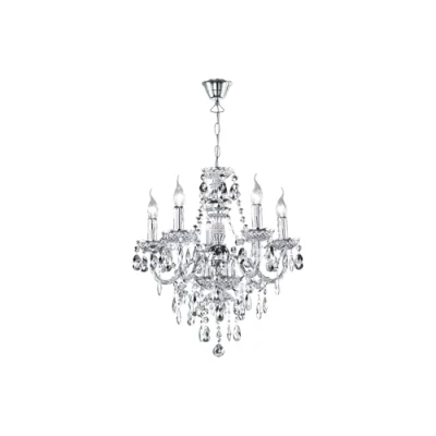 Imagen de TRIO Reality R1107 06 Leuchten Lámpara con 5 luces, bombillas excluidas, E14, 40 W, 230 V, A++, E, IP20, alto de 150 cm, diámetro 52 acrílico, cromo