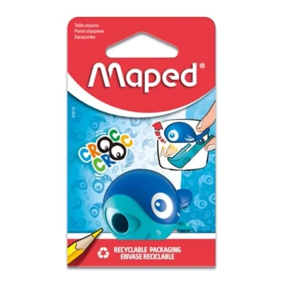 Imagen de Maped Material Escolar Sacapuntas Croc con Depósito 1 Orificio para Afilar Fácil Apertura de Diseño Lúdico 2 Colores Diferentes