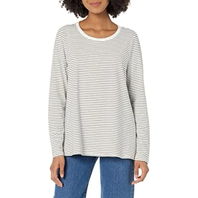 Imagen de Amazon Essentials Camiseta de Lactancia Mujer, Negro Blanco Thin Stripe, S