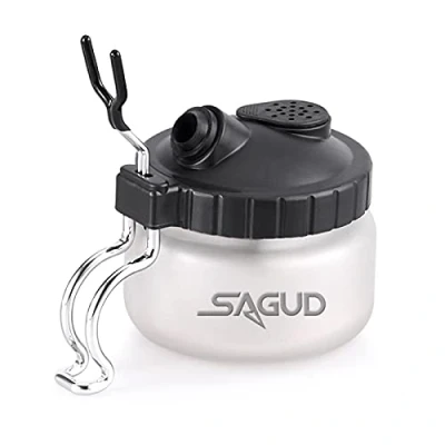 Imagen de SAGUD Olla de Limpieza con aerógrafo, Soporte para aerografo Kit Botellas Vidrio Fuerte estación