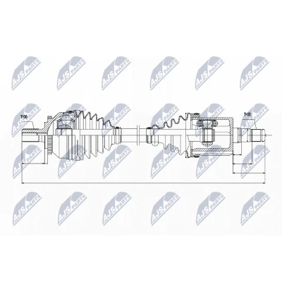 Imagen de NTY NPW VV 045 Árbol de transmisión Eje delantero, izquierda, izquierda 526 VOLVO: V70 2, S60 I