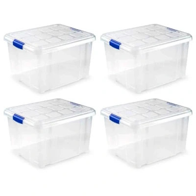 Imagen de AC Pack de 4 Cajas ordenación plástico Transparente N.º 2. Contenedor para almacenar Juguetes, Libros, Ropa, Mantas. Capacidad 25 litros. Dimensiones Aprox.: 42,2 x 35 25,6 cm