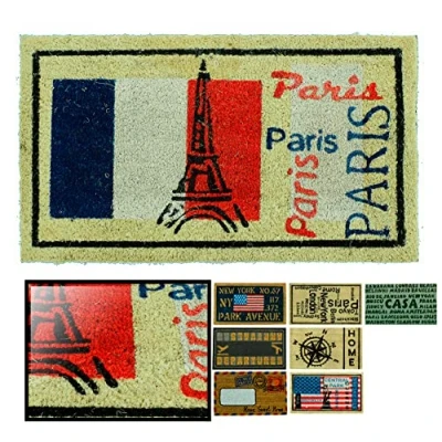 Imagen de LucaHome Felpudo de Coco Natural 70x40 con Base Antideslizante, Divertido Paris, Absorbente Entrada casa, Ideal para Puerta Exterior o Pasillo