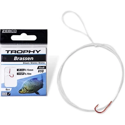 Imagen de Zebco Anzuelos de Pesca Trophy Brassen con sedal preatado para Color Rojo, 8 Unidades