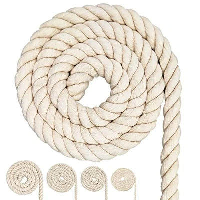 Imagen de Cordón de algodón, cuerda hilo macramé, muchos tamaños, algodón para manualidades, regalos (20 mm (5 m)
