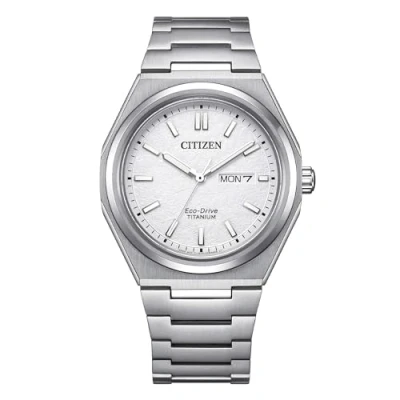 Imagen de Citizen Super Titanium white background AW0130 85A Eco Drive solotempo men&#039;s watch