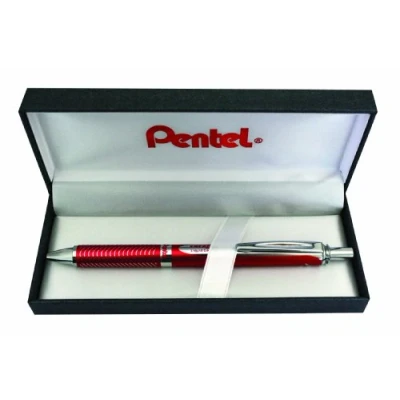 Imagen de Pentel BL407B BOX EnerGel Sterling Bolígrafo de punta redonda, incluye caja color rojo, grosor trazo 0,35 mm, diámetro bola 0,7 negro