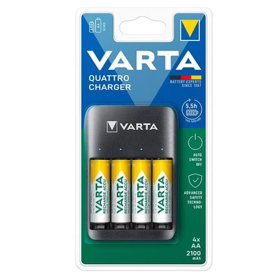 Imagen de Cargador Usb Varta + 4 Pilas Recargables Aa Lr06 2.100 Mah