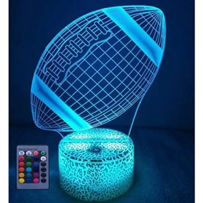 Imagen de HPBN8 Ltd ilusión Optica 3D Rugby Luz Nocturna Lámpara 7/16 Colores Cambiantes Control Remoto USB Power Juguetes Decoración Navidad Cumpleaños Regalo