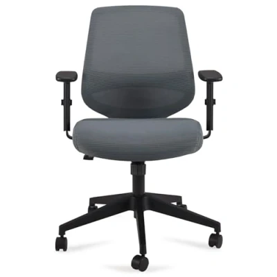 Imagen de Amazon Basics Silla de escritorio malla medio respaldo ajustable, reposabrazos y sujeción lumbar, 63,5 x 58 91 cm, gris (Antes éramos Movian)