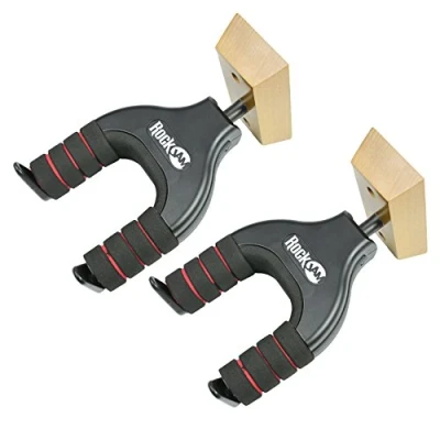 Imagen de RockJam Colgador universal de guitarra con brazos acolchados para montarse en la pared Paquete doble