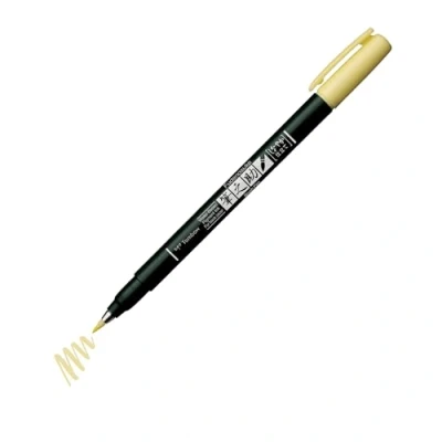 Imagen de Tombow Rotulador Fudenosuke Hard Amarillo Pincel para Lettering, Caligrafia, Contornos, Dibujo, Ilustraciones, Esbozos Punta Elastica Dura Resistente al agua