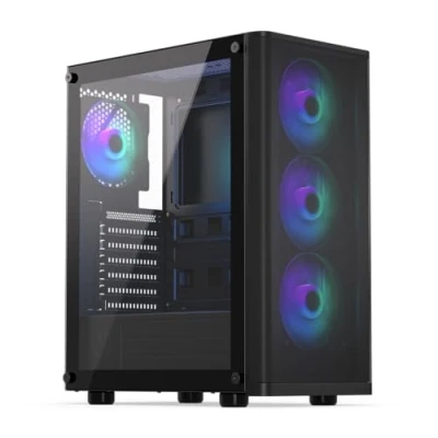 Imagen de ENDORFY Ventum 200 ARGB, Carcasa para pc Gaming ATX, 4X Ventiladores ARGB de 120mm incluidos, Laterales Cristal Templado, Panel Frontal Malla, Amplia compatibilidad refrigeración, EY2A014